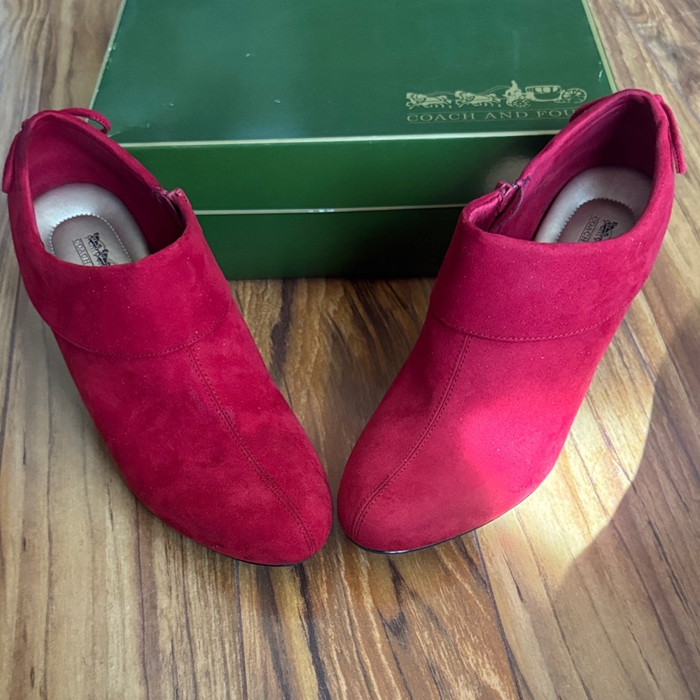 Coach and Four Vibrant Red Ankle Boots